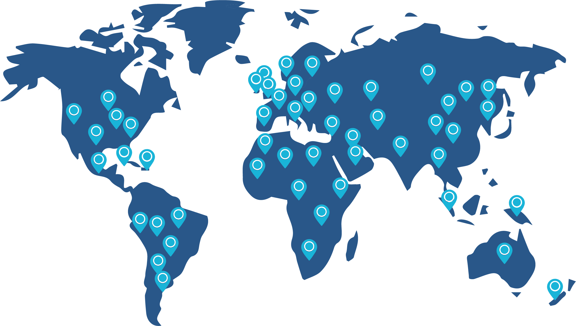 Map with pins on locations